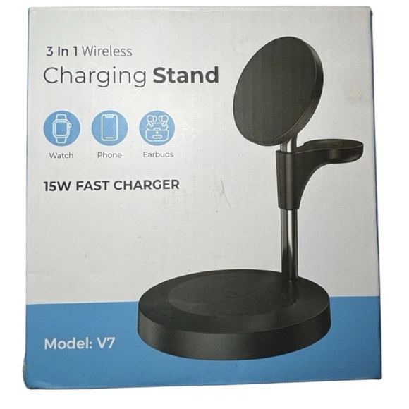 3-in-1 Wireless Charging Stand 15W Fast Charger for Phone Watch Earbuds - Picture 2 of 4